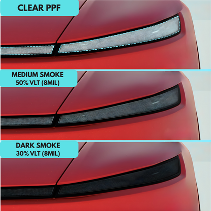 Fits Tesla Model Y 2025+ (Juniper) Headlight Smoke Tint PPF | Clear, Medium, Dark Film Kit